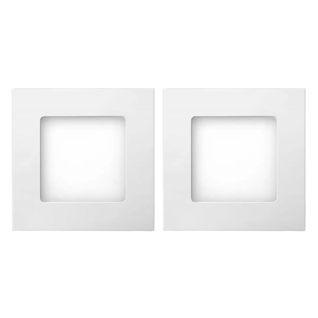 Kit 2 Luminária Painel Plafon Led Embutir Quadrado 6w Bivolt Teto