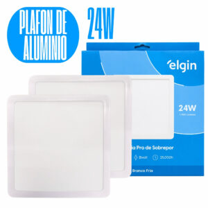 Kit 2 Luminária Painel Plafon Pro Aluminio Sobrepor Quadrado Led 24w