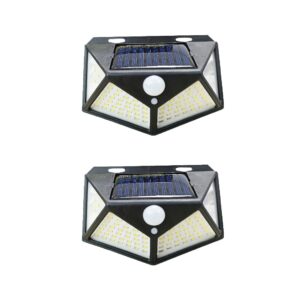 Kit 2 Luminária Solar Parede 100 Leds Sensor Presença Com 3 Funções