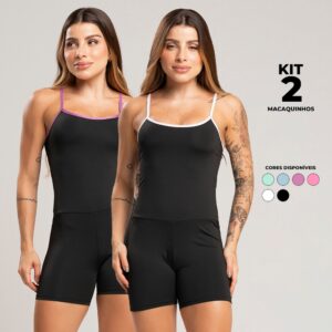 Kit 2 Macaquinhos Feminino Fitness Básicos, Academia, Treino e