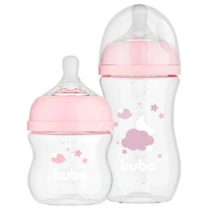 Kit 2 Mamadeira Easy Flow Anticólica Buba 120 270ml Rosa Transparente