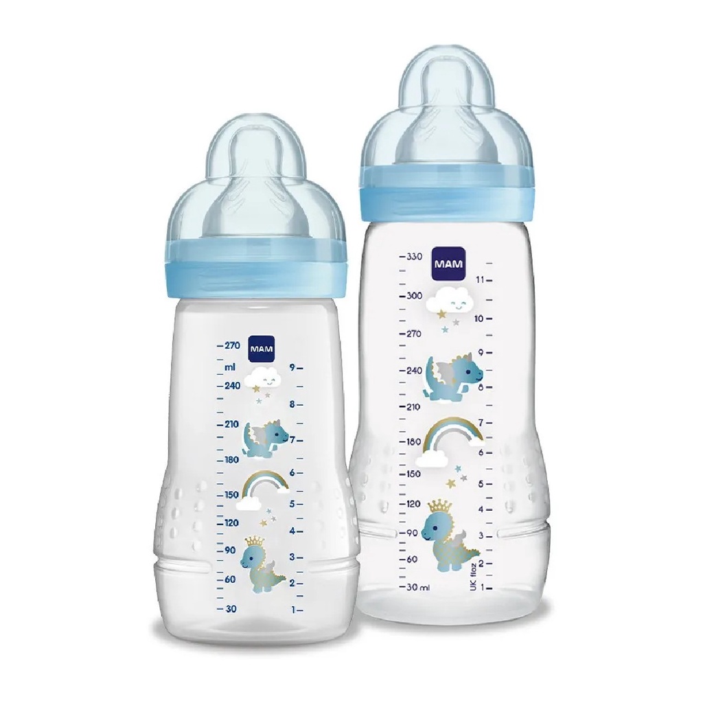 Kit 2 Mamadeiras Easy Active 270 330ml 2m+ Azul Mam