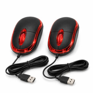 Kit 2 Mouse USB com Fio Óptico 1200DPI 3 Botões para PC Notebook