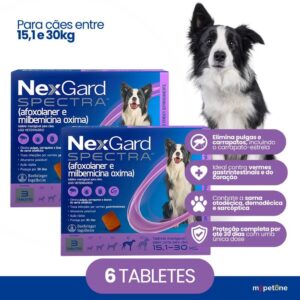 Kit 2 NexGard Spectra para Cães 15,1 a 30kg 3 Tabletes