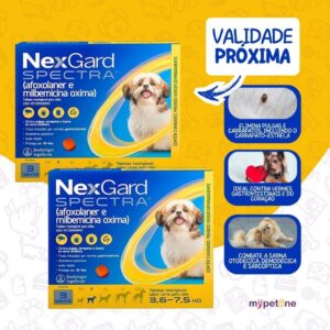 Kit 2 NexGard Spectra para Cães 3,6 a 7,5kg 3 Tabletes
