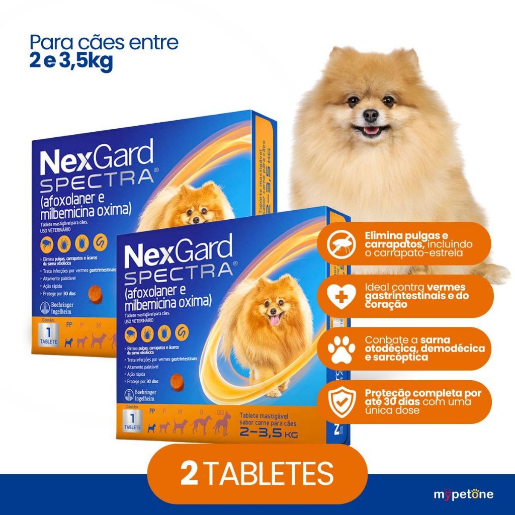 Kit 2 Nexgard Spectra Para Cães De 2 A 3,5kg 1 Tablete
