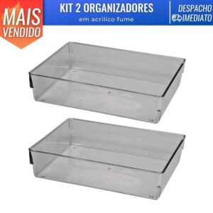 Kit 2 Organizador Acrílico Empilhavel Cozinha Gaveta Escritorio
