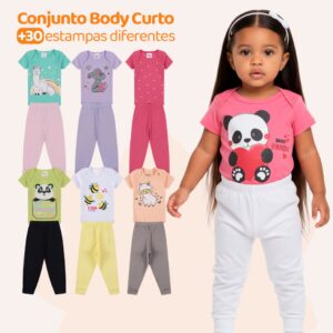 Kit 2 ou 6 Peças de Roupas para Bebê Menina Body Roupa Infantil