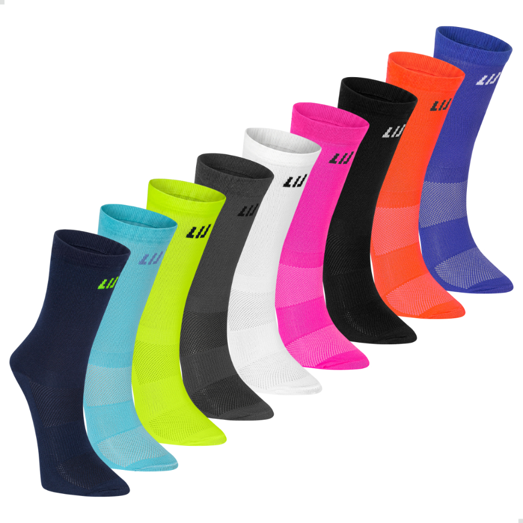Kit 2 pares Meia 97% Poliamida Performance Pro Cano Médio Corrida — Esporte e Lazer
