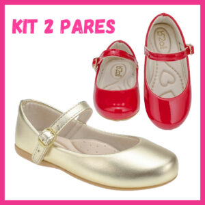 Kit 2 Pares Sapatilha Infantil Menina Boneca Confortável B2a Kids