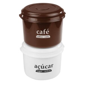 Kit 2 Potes Organizadores Alto Médio Açúcar Café para Mantimentos e