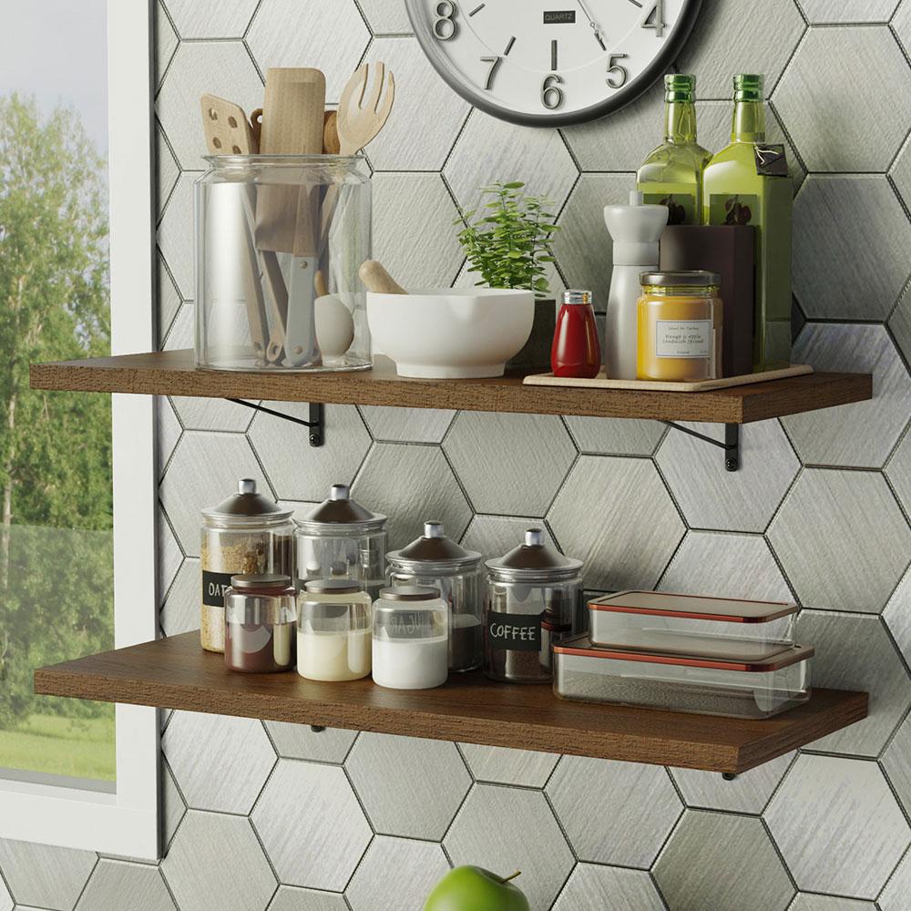 Kit 2 Prateleiras Suspensas para Cozinha Madesa 80 cm com Mão