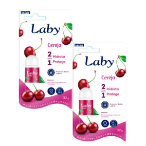Kit 2 Protetor Solar Labial Laby Fps 15 Sabor Cereja com 3,2g