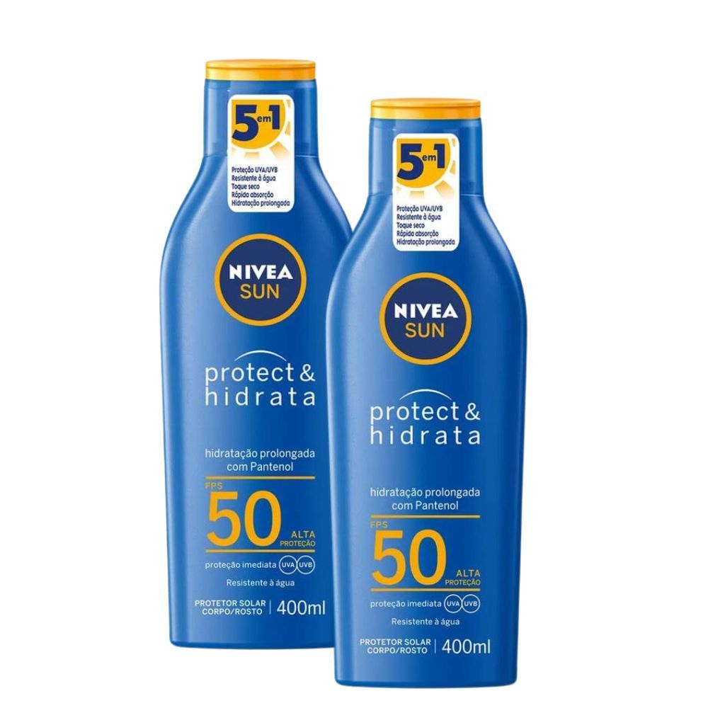 Kit 2 Protetor Solar Nivea Sun Protect Hidrata Fps 50 Loção 400ml — Skincare