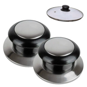Kit 2 Puxador Inox Tampa Vidro Aço Para Panelas Alta Qualidade