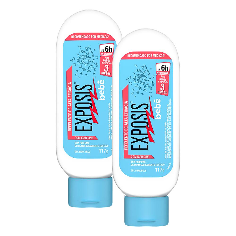 Kit 2 Repelente Exposis Bebê Gel sem Perfume com Icaridina 117g