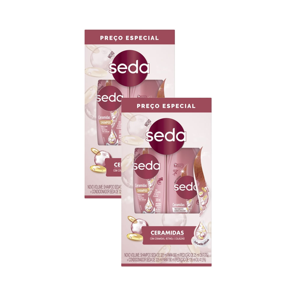 Kit 2 Shampoo 300ml e Condicionador 190ml Seda Ceramidas