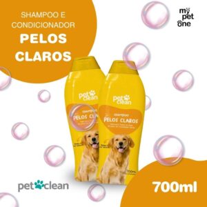 Kit 2 Shampoo e Condicionador 2 em 1 Pelos Claros 700ml Pet Clean