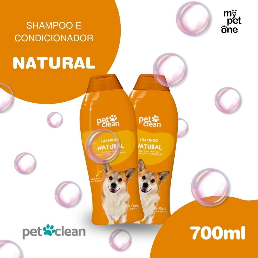 Kit 2 Shampoo e Condicionador Pet Clean Natural 2 em 1 700ml