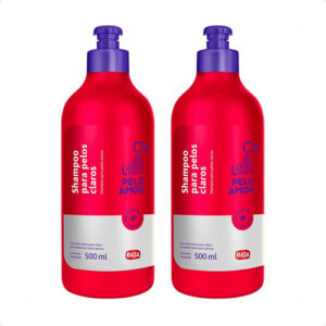Kit 2 Shampoo Ibasa Pelo Amor pelos Claros para Cães e Gatos 500ml
