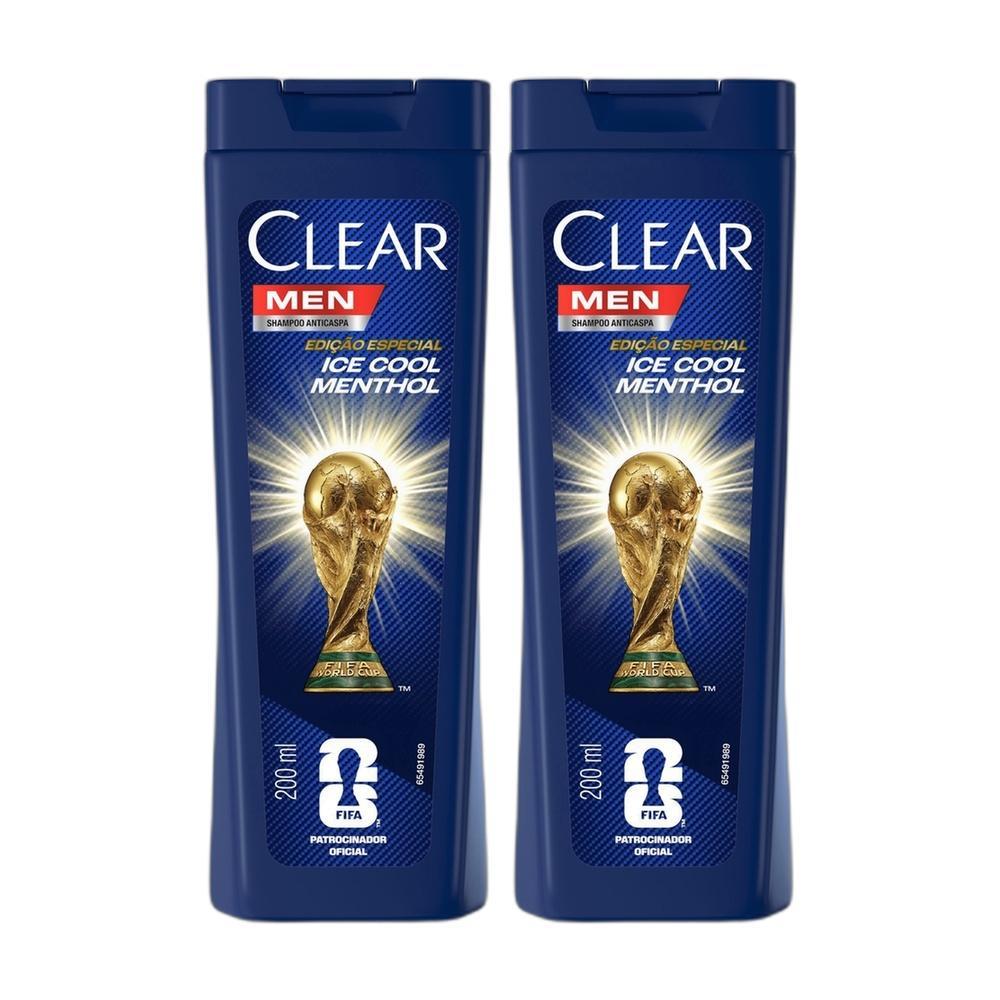 Kit 2 Shampoos Clear Men Anticaspa Ice Cool Menthol 200ml — Cabelos