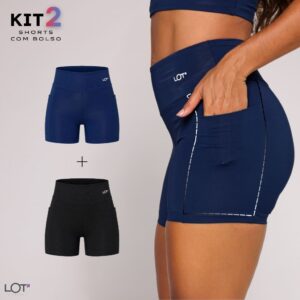 Kit 2 Short com Bolso Fitness Feminino Poliamida Academia Crossfit