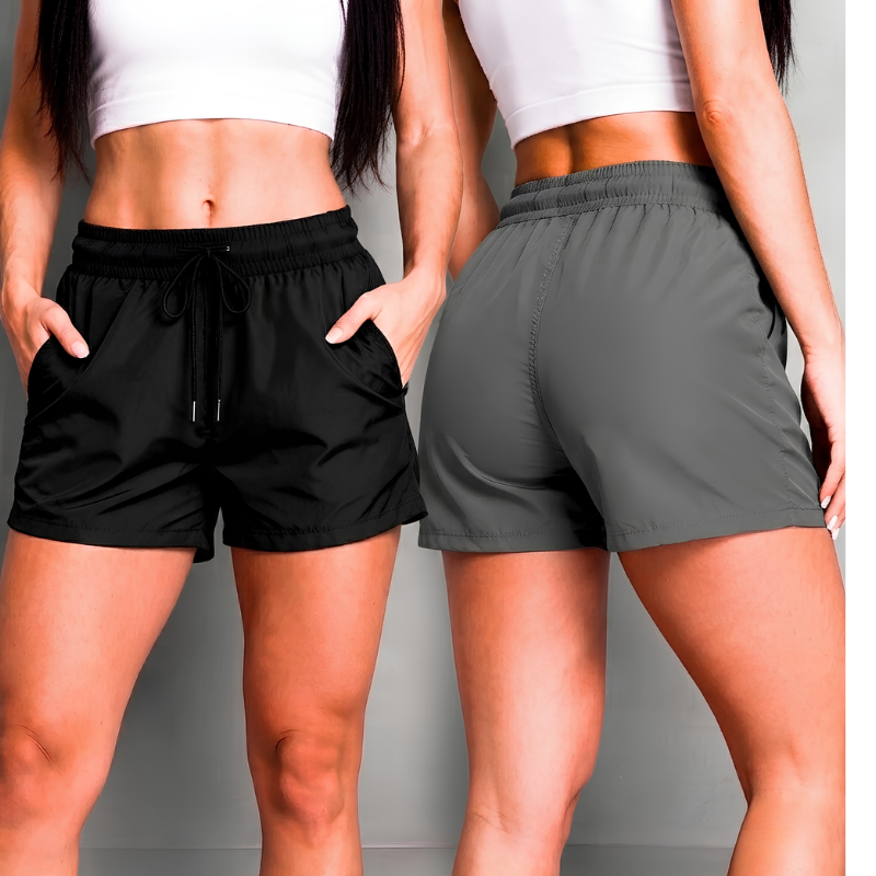 Kit 2 Shorts Femininos Slim Tactel Com Bolsos Academia Praia e Corrida — Esporte e Lazer