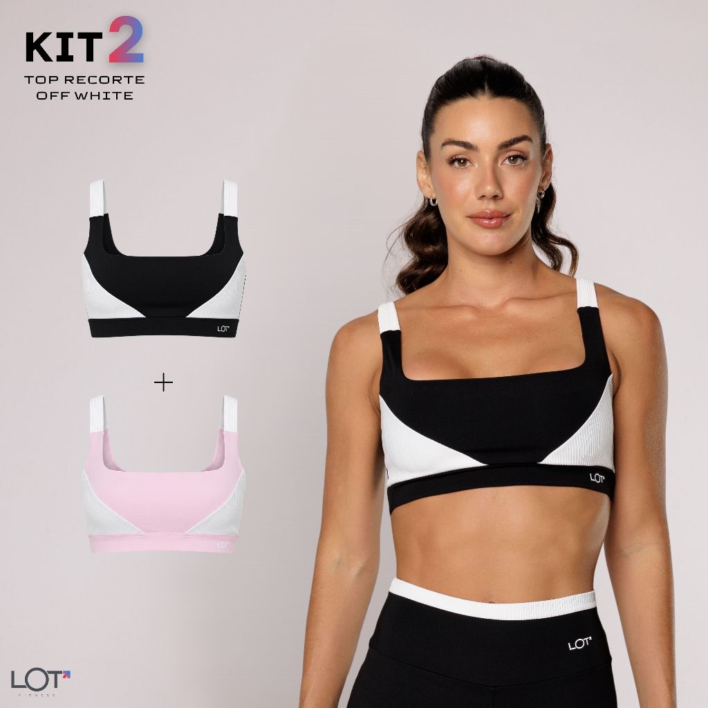 Kit 2 Top Academia Com Recorte Off White Alça Larga Fitness Feminino — Esporte e Lazer