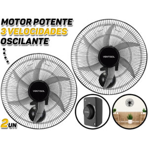 Kit 2 Ventilador De Parede Steel 50cm Para Lojas Galpão Escritório