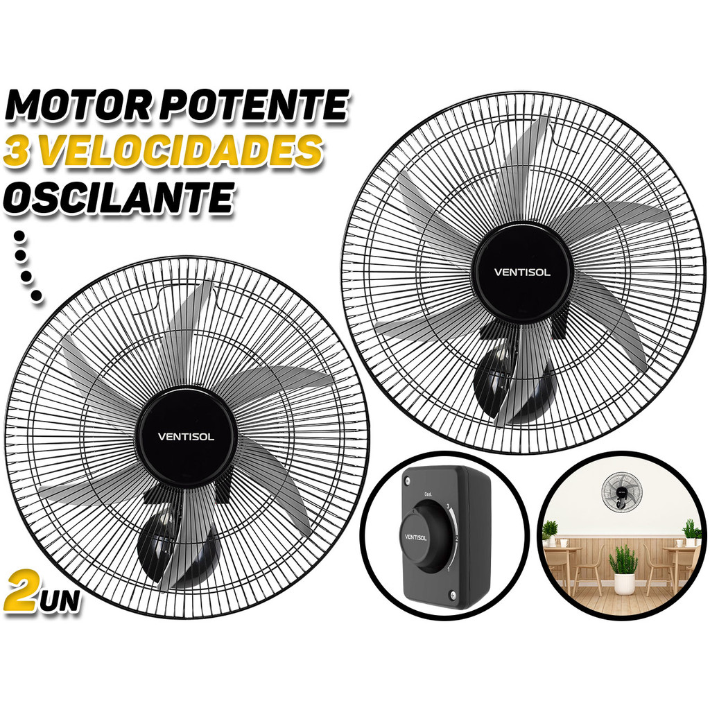 Kit 2 Ventilador De Parede Steel 50cm Para Lojas Galpão Escritório