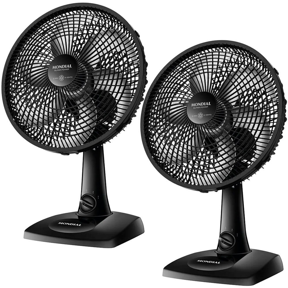 Kit 2 Ventiladores de mesa 30 cm 6 pás com 3 velocidades Mondial — Ar e Ventilação