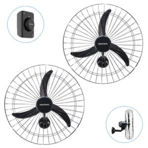 Kit 2 Ventiladores Parede 60cm 3 Pás Potente Igreja Academia Lojas