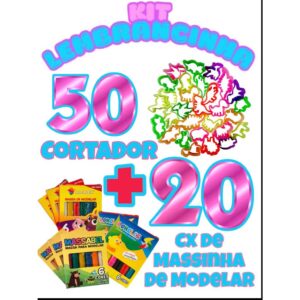 Kit 20 Caixinhas Massinha de Modelar 50 Cortador Forminha Molde de