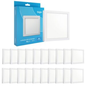 Kit 20 Luminária Painel Plafon Sobrepor Quadrado Led 18w Bivolt Elgin