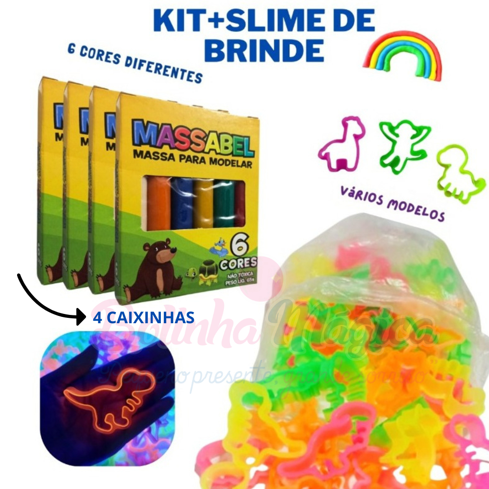 Kit 24 Massinha Modelar +25 Cortador Molde Forminha+ Ganhe Slime Para