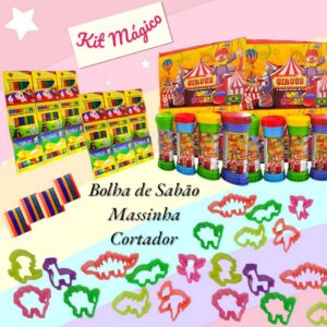 Kit 25 Caixas Massinha de Modelar 25 Bolha de Sabao 25 Forminha de