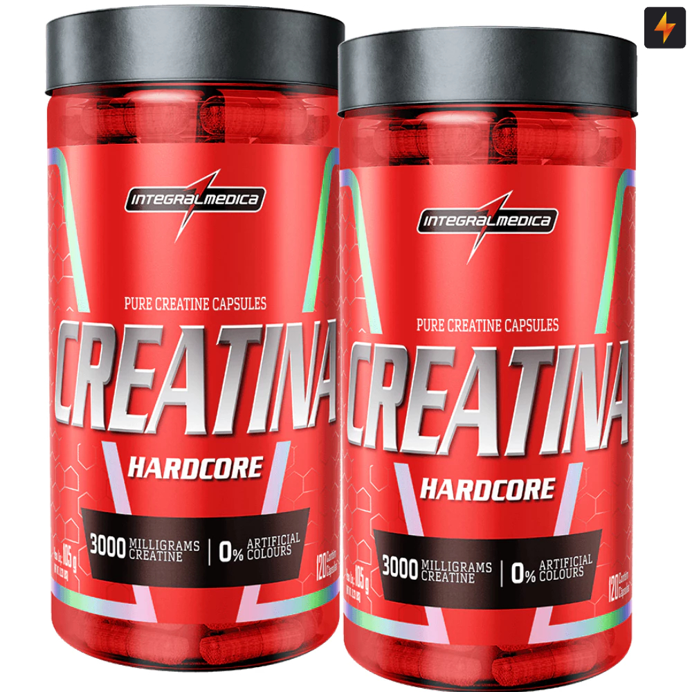 Kit 2x Creatina Hardcore Monohidratada Pura 120 Cápsulas