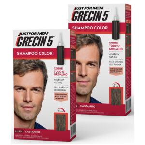 Kit 2x unidades Grecin 5 Shampoo Tintura Tonalizante Castanho 60ml