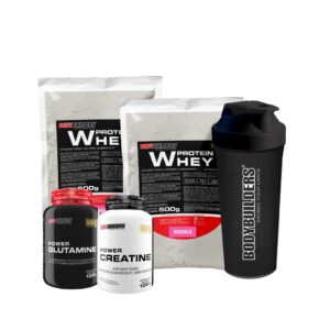 Kit 2x Whey Protein 500g Power Creatina 100g Power Glutamina 100g
