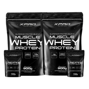Kit 2x Whey Protein Muscle Whey 900g 2x Creatina 100g XPro Nutrition