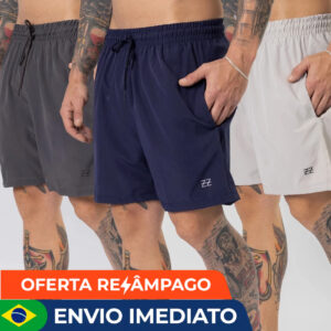 Kit 3 bermudas masculinas academia Luzzoo treino praia corrida shorts