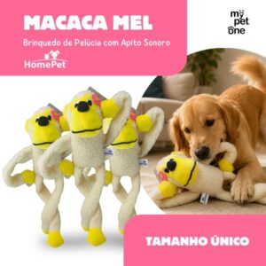 Kit 3 Brinquedo Pelúcia Macaca Mel Apito Sonoro Tam. Único