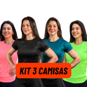 Kit 3 Camisas Feminina com Proteção Solar UV Camiseta Manga Curta