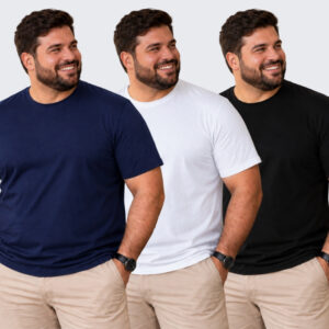 Kit 3 Camiseta Masculina Básica Plus Size Camisa Extra Grande 100%