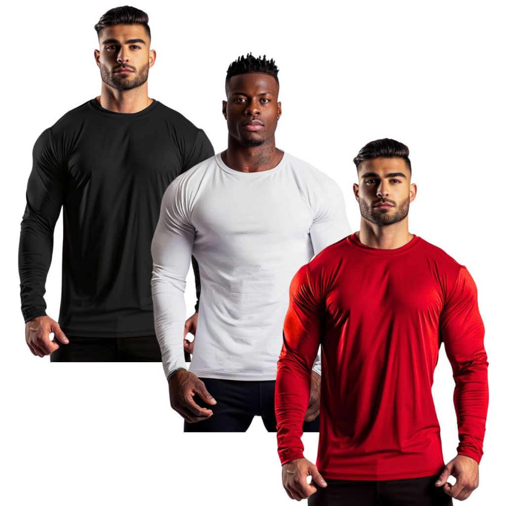 Kit 3 Camisetas Manga Longa Dry Fit Proteção Uv Academia Top Motoboy