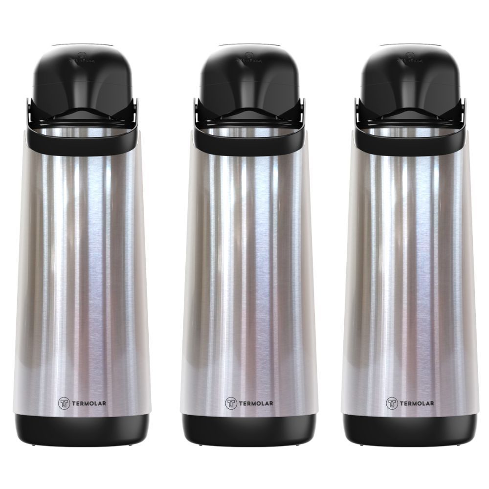 Kit 3 Garrafa Térmica Café Leite Chá 1,8 Litros com Ampola de Vidro e — Cozinha e Utensílios