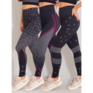 Kit 3 Leggings Feminina Sublimadas Zero Transparente Fitness Academia
