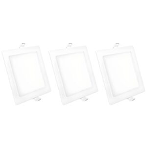 Kit 3 Luminária Painel Plafon Led Embutir Quadrado 12w Bivolt Elgin