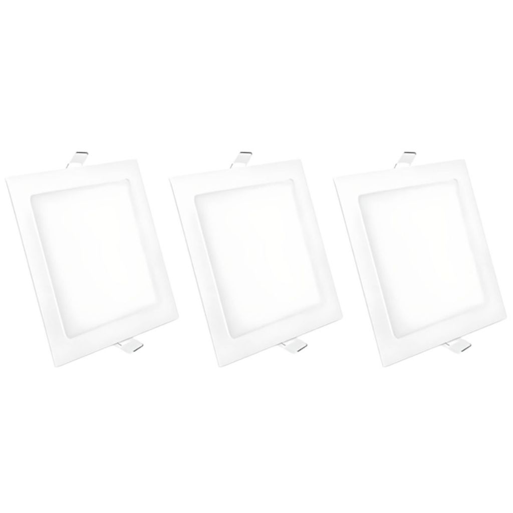 Kit 3 Luminária Painel Plafon Led Embutir Quadrado 12w Bivolt Elgin — Decoração