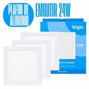Kit 3 Luminária Painel Plafon Pro Slim Aluminio Embutir Quadrado Led